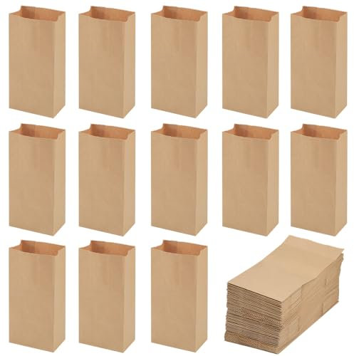 HEKOBAG 100 Stück Kraftpapiertüten 9 x 5.5 x 17 cm Braun Kraftpapier Tüten Klein Geschenktüten Papiertüten Braun für Hochzeit, Geburtstag, Weihnachten, Halloween, Party