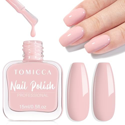 TOMICCA Quick Drying Nude Pink Nail Polish, French Pink Long Lasting & Chip Resistant for DIY Manicure Decorations, 15ml