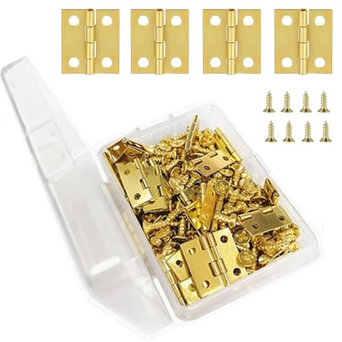 Mini cerniere pieghevoli con 200 viti, mini cerniera per armadio, cassapanca in legno, fai da te e gioielli, scatola di legno (15 mm x 18 mm)