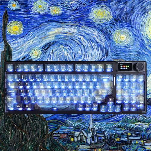 YOUSUOMASTER Clear Themed Keycaps, 136 Keys Shine Through Keycaps, PC Transparent Key Cap, Cherry Profile Custom Key Caps for Mx Switches Mechanical Gaming Keyboards (Starry Night Theme)