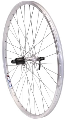 Vuelta Fahrradfelge Hinterrad 26 Zoll inkl. Tourney FH-TX500 Cut 19-8/9/10-fach,V-Brakes/Felgenbremse -Made in Germany 26 inch Hinterrad Silber,559x19C Hohlkammer-Felgen Fahrrad Rad (26 Zoll (559))
