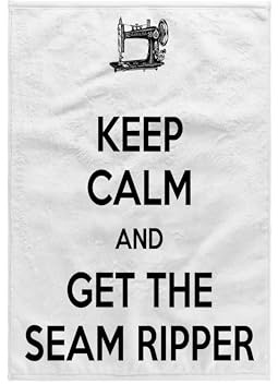 3dRose 15x22 Hand Towel - Keep Calm and get The Seam Ripper, White and Black, Funny Quotes