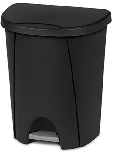 STERILITE 10949004 Step Can, Black, 6.6 Gallon
