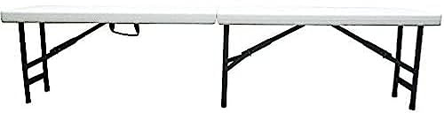 Resol Easy Banco Plegable Jardín Exterior | Portátil Maletín con Asa | Plástico Blanco y Acero | Multiusos Picnic Camping Catering Interior | Resistente Fácil Mantenimiento | Medidas 25 x 183 x 43 cm