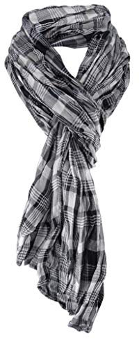 TigerTie Raffschal in silber grau schwarz kariert gemustert - Schal Größe 170 x 60 cm