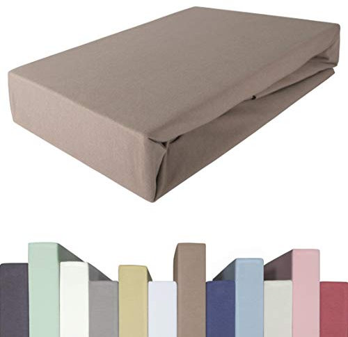 EDDA LUX Spannbettlaken für 20-40 cm hohe Matratzen, 140 x 200-220 bis 160 x 200-220 cm, Öko-Tex, Baumwolle m. 5% Elasthan, Premium Spannbetttuch für Boxspringbett, in Toffee