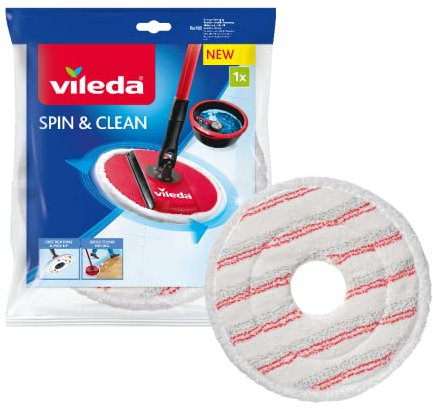 Vileda Spin and Clean Mop Refill, White, 1 Count (Pack of 1)