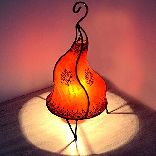 320325 Lampadaire oriental rouge 40 cm - Lampadaire marocain - Armature en métal - Abat-jour en cuir - Lampe en cuir - Lampe au henné - Décoration baroque moderne et antique