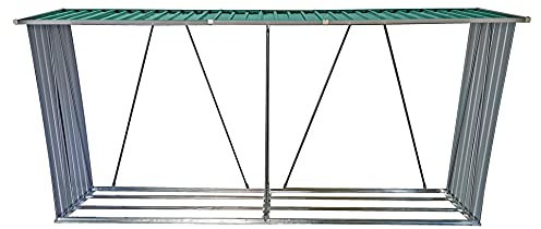 ESTEXO Brennholzunterstand Holzunterstand Brennholz Regal 329x84x154 cm Lager Unterstand Holz Metall Holzregal Holzlager Brenholzlager Brennholzregal Schrägdach Grün