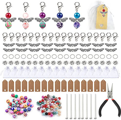 Gotetiso Engel Basteln Perlen Set 30 Kits Schutzengel Selber Machen Set Hochzeit Taufe Anhänger Bastelset Engel Perlen Schlüsselanhänger Schutzengel Basteln Flügel Engel Anhänger Gastgeschenk