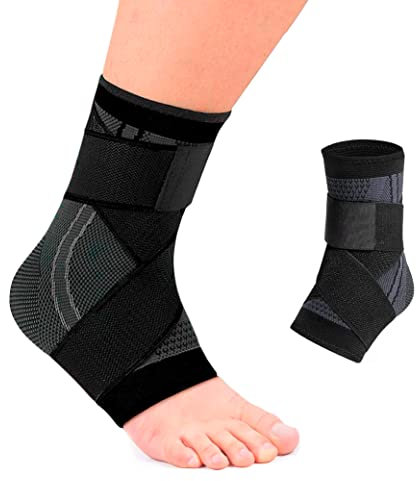 Tobillera para Esguince: Protección y Soporte de Tobillo. Efecto Estabilizador y de Compresión. Previene Torceduras y Ayuda a la Recuperación de Lesiones. Ideal para Deporte. Ajustable Mujer o Hombre