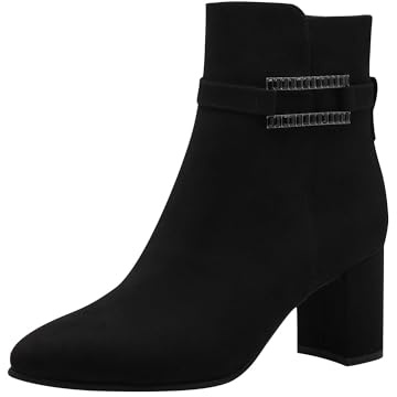 MARCO TOZZI Damen Stiefeletten mit Absatz Vegan Spitz, Schwarz (Black), 36 EU