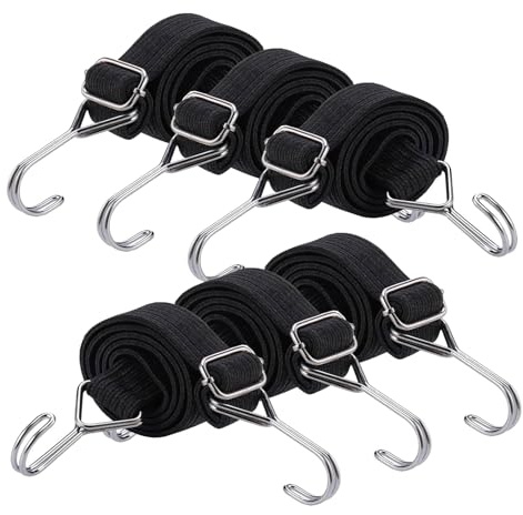 Spanngummi mit Haken, 6 Stück 0,6M, Gummi Expander Fahrrad, Extra Stark-Spanngurte, mit metallhaken, zum Fahrrad, Motorrad, Autotransporter, Camping (Schwarz)
