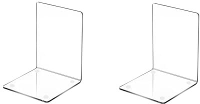Anhow 2 Stück Buchstützen Acryl, Buchstütze Transparent mit Rutschfesten Aufklebern Bücherhalter für Regal Book Holder zum Schule Bibliothek Büro Zuhause 12x12.3x16.3cm