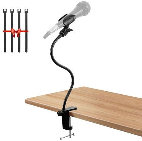 Podium Microphone Holder & Mic Holder -13.78 Flexible Gooseneck Desktop Mic Stands Holder for Lectern Podium Podcast Meetings Lectures Pulpit Streaming Gaming Studio
