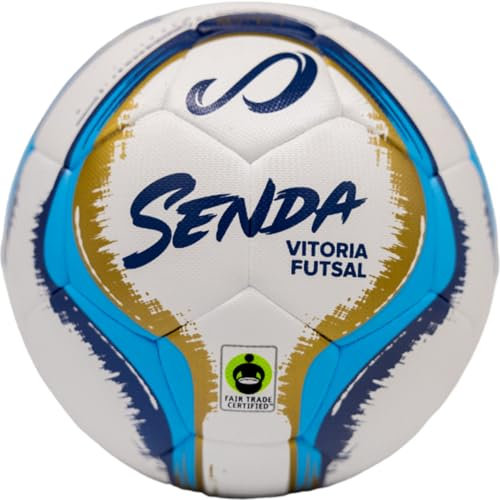 Senda Vitoria Premium Match Futsal Ball, Fair Trade Certified, Gold/Light Blue, Size 4 (Ages 13 & Up)