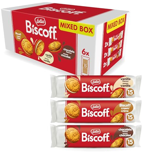 Lotus Biscoff | Doppelkeks Variety Pack | 3 Sorten | 2 Packungen pro Sorte | 15 Doppelkekse pro Packung | Zutaten natürlichen Ursprungs | Ohne Farbstoffe | 6 x 150g | 900g
