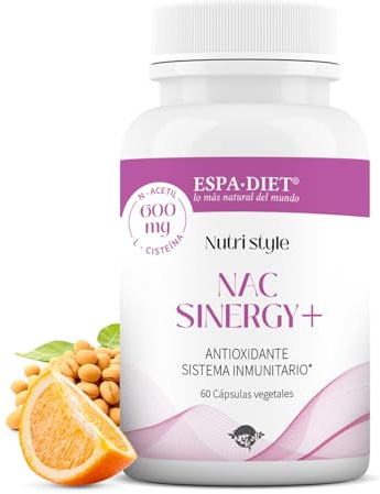 Espadiet Nac Sinergy+ 600mg Con N-Acetil L-Cisteína, Zinc, Selenio, Vitaminas C y B2 – Apoya defensas antioxidantes, reduce fatiga y favorece capacidad respiratoria – 60 cápsulas