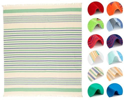 BOSKIMO Pareo Carnota Verde – Pareo de Playa Ligero 145x170 cm – Suave, Compacto y de Secado Rápido – Ideal para Viajes, Piscina o Verano – Estilo Veraniego Hecho en Portugal - Anti Arena Premium