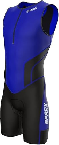 Sparx X Triathlon Suit Men Racing Tri Cycling Skin Suit Bike Swim Run (Royal Blue, S)