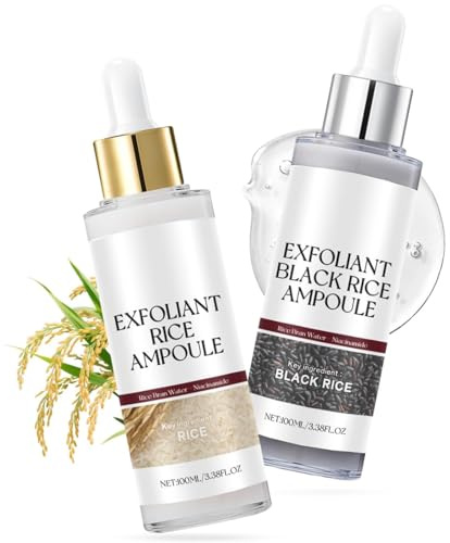 Peel Shot Glow Fiala di riso Duo, Peel Shot Black Rice Ampoule White Rice Peeling, apertura dei pori, peeling delicato, rimozione dei punti neri, Riso bianco e nero come esfoliante