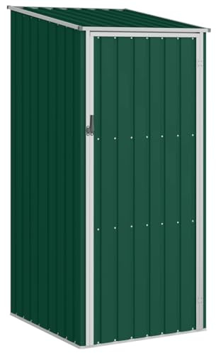 Mokuyary Enhetshus grönt 87 x 98 x 159 cm förzinkat stålträdgårdshus med pulttak, verktygsskjul med dörr, skjul för utomhusbruk, trädgård