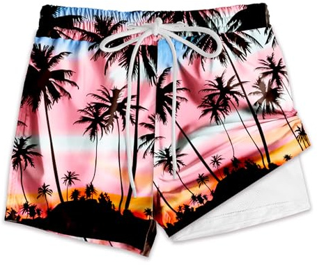 Arankhiger Swimming Shorts Boys Swim Trunks Lightweight Beach Shorts Boxer Brief Swimwear Palm Tree 11-12 Years