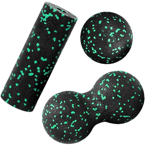 KRUMAD Faszienrollen Set 3-er Faszienrolle, Duoball & Massageball aus EPP, Massage Set für Rücken, Wirbelsäule, Nacken, Beine & Füße, Faszienball für Trigger Points, Yoga, Gymnastik, Fitness Rolle