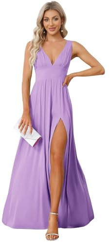 Ever-Pretty Robe de Soirée Chic Col en V sans Manche Tricot Maxi Robe évasée EE0168B