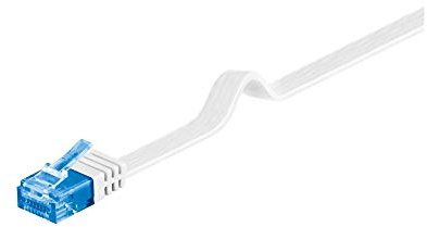 Goobay 96380 CAT 6A Kabel Flachkabel / U/UTP Patchkabel / 500 MHz Netzwerkkabel flach / RJ45 Stecker Internetkabel / Flaches LAN Kabel 15m / Weiß / 15 Meter