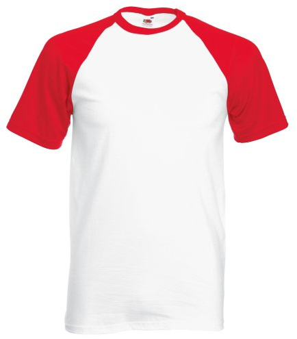 Fruit of the Loom T-shirt de baseball à manches courtes pour homme (L) (blanc/rouge)