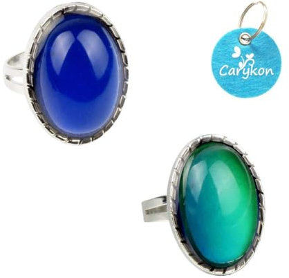 Carykon Stimmungsring, oval, Retro-Stil, verstellbar, für Liebhaber und Freunde, Einheitsgröße - klassisch