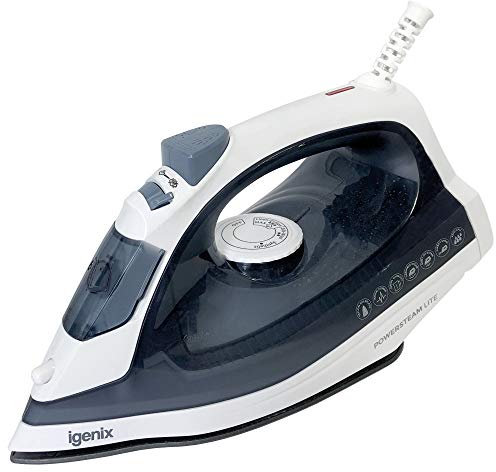 Igenix IG3116 PowerSteam Lite Vertical Steam Iron, Ceramic Non-Stick Soleplate, 220 ml Water Tank Capacity, 1600 W, Self Cleaning, 1.9m Cord, Blue/White