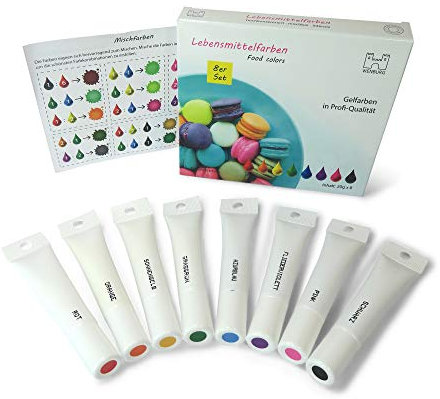 Wenburg Lebensmittelfarbe Gel, Set bestehend aus 8 Farben, je 20g. Farben zum Auftragen auf Fondant, Marzipan, Esspapier. Tortendekoration. Made in EU (160 g (8 x 20 g))