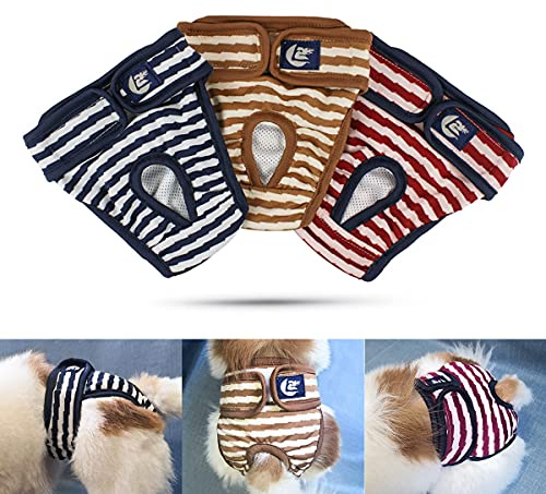 Namsan Hundblöja (förpackning med 3) tvättbara kvinnliga hundtrosor bekväm värme för hondjur, hundar, valpar