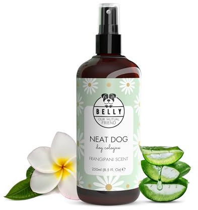Belly® Parfum für Hund & Welpe - 250ml - Frangipani-Aroma - Neutralisiert schlechte Gerüche - pH-Wert-ausgeglichen - Hundeparfüm - Parfüm für Hunde, Deodorant für Hunde, Welpenparfum