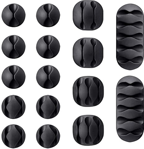 GKONGU Clips para Cables Organizador 16 Piezas,Clips de Soporte de Cable Autoadhesivo,Cable de Carga USB Gestión de Cables de Alimentación para el hogar, la oficina, el automóvil