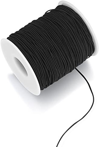 1mm x 100m/328 ft Cordoncino Elastico, Corda di Filo per Perline, Braccialetto, Gioielli Fai da Te - Nero