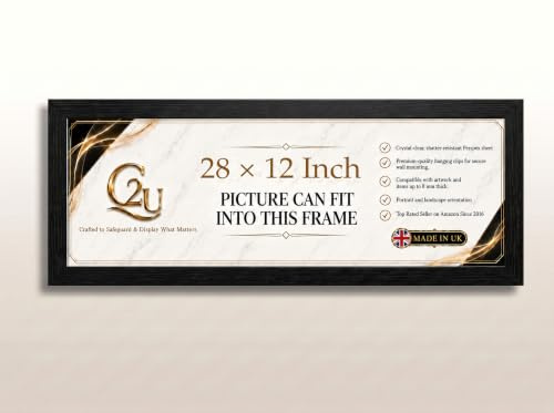 28x12Inch Panoramic Wall Hanging and Tabletop Photo/Picture Black Frames for Home Décor