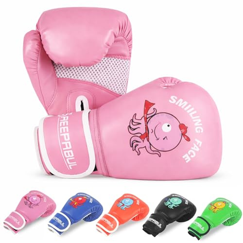 SAEEPABUL Kids Boxing Gloves for Boys and Girls, Boxing Gloves for Kids 3-15, Youth Boxing Training Gloves, Kid Sparring Punching Gloves for Punching Bag, Kickboxing, Muay Thai, Pink, 6oz