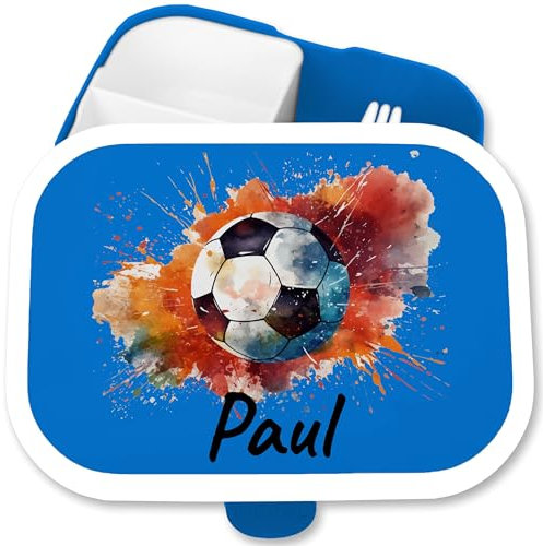 Brotdose Kinder Campus für Mepal - Fußball - Brotbox Fussball Jungs Lunchbox Fußballer Jungen Vesperdose Schule I - 750 ml - Blau - geschenke zur einschulung jausenbox soccer football