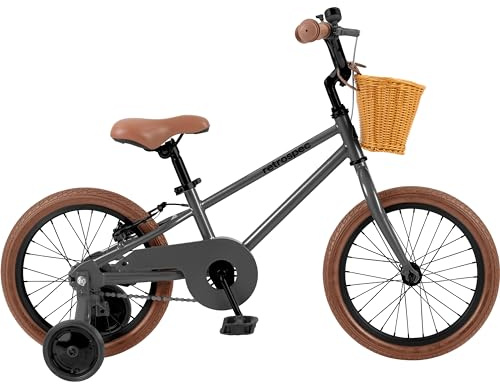 Retrospec Beaumont Mini 16 Inch Kids Bike for 4-6 Year-olds with Cushioning Tires, V-Brakes, Training Wheels, Basket and Bell for Boys and Girls Childrens Bicycle