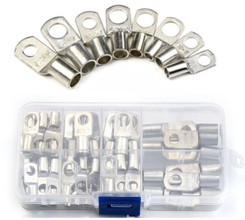 60PCS Tinned Copper Ring Terminal Set – Cable Lugs & Crimp Connectors Kit with Storage Box, Battery Wire Terminal Ends for Electrical Wiring, Bolt Hole Cable Connectors