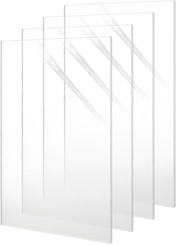 LOPYXBR 4 pannelli in vetro acrilico da 6 mm, 30 x 20 cm, in acrilico trasparente, taglio su misura per decorazione Househld, display