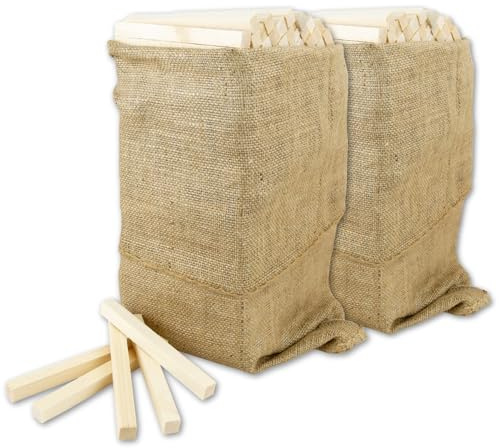 Legnetti Accendifuoco di Abete 100% Naturale, Legna da Ardere Essiccata, per Stufa e Camino a legna, BBQ, 16 cm, 310 pezzi (2 SACCHI - 10KG)
