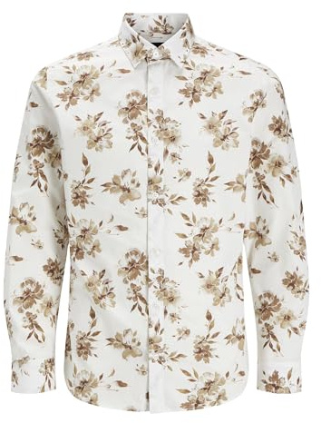 JACK & JONES Maglietta da Uomo Jprblamonaco Print L/S, Bianco, M
