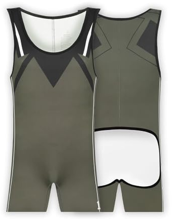 Landofgenie Men One Piece Romper Backless Vest Bodysuit Slimming Singlet Jumpsuit Leotard Wrestling Jock Undershirt Green 2XL