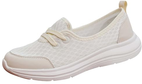 Zapatos ortopédicos para mujer sin cordones Slip on Basse Sneakers Oferta Zapatillas Running Mujer Transpirable Verano Cómodas Ortopédicas con Plataforma Running con Soporte para Arco, Color blanco