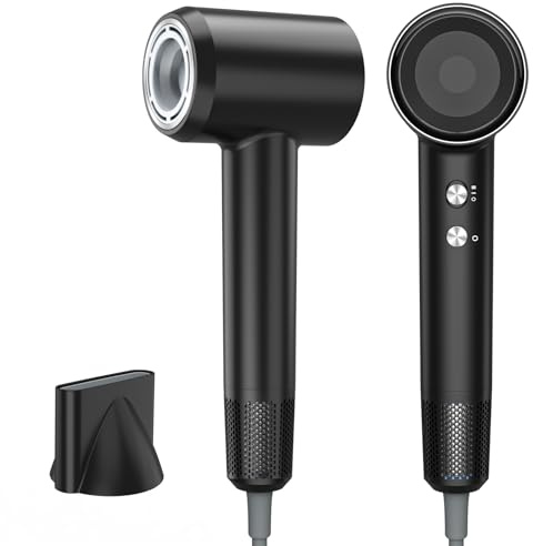 Asciugacapelli Phon Ionico Fuqiduo 1800W, 200 Milioni di Ioni Negativi con Motore Brushless 150.000 giri/min, 57dB Basso Rumore, Asciugatura Rapida, 3 Temperature e 2 Velocità per Casa e Viaggi