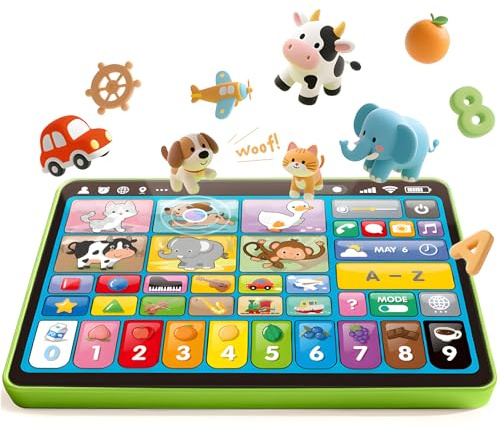 hahaland Multilingual (EN/DE/FR/IT/ES) Baby Learning Tablet for 1 Year Old+ Boys & Girls, Musical Educational Toys, Interactive Kids Tablet with Sounds, Songs, Piano, Q&A Games, Learning Toy Gifts